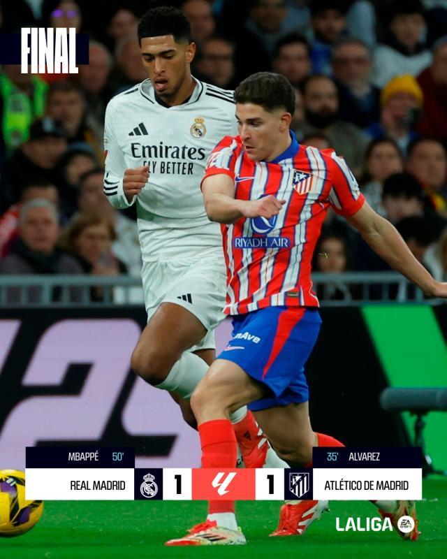 【西甲】皇马1比1马竞，小蜘蛛点射，姆巴佩扳平